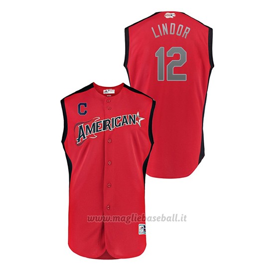Maglia Baseball Bambino Cleveland Cleveland Indians 2019 All Star Game Player American League Francisco Lindor Rosso